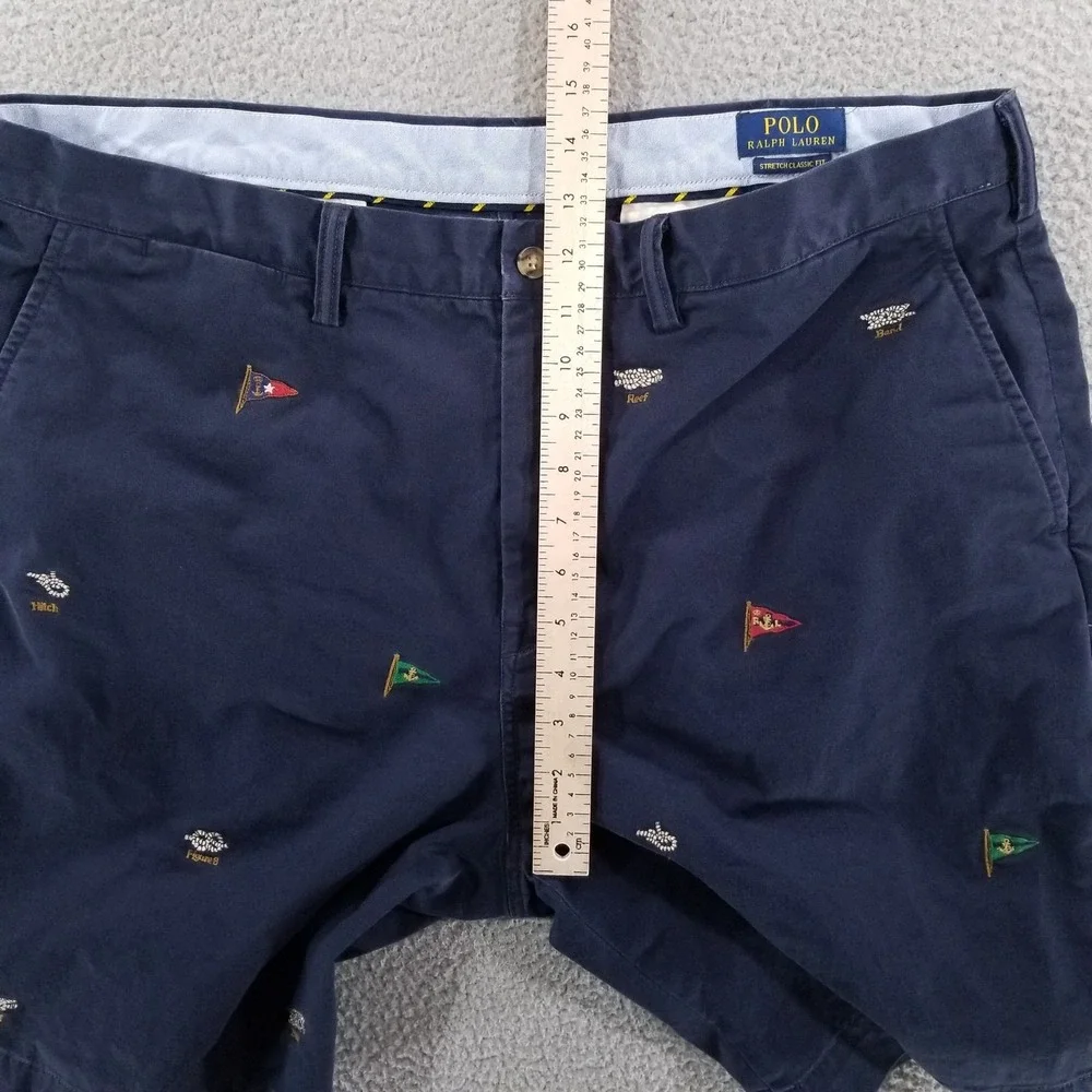 Polo Ralph Lauren Shorts Mens 38 Blue Nautical Stretch Classic Fit Chino Twill
